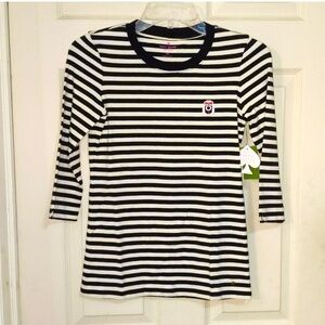 NWT Kate Spade x Darcel Striped Analiese Top Size S 3/4 Sleeves Cotton Blend